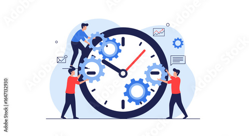 Teamwork to achieve goals through efficient time management and productivity