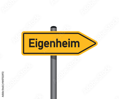 yellow traffic sign with german words home isolated vector illustration