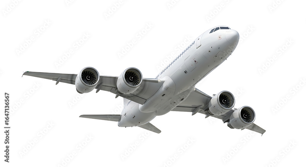 Obraz premium Airplane with four engines isolated on transparent background
