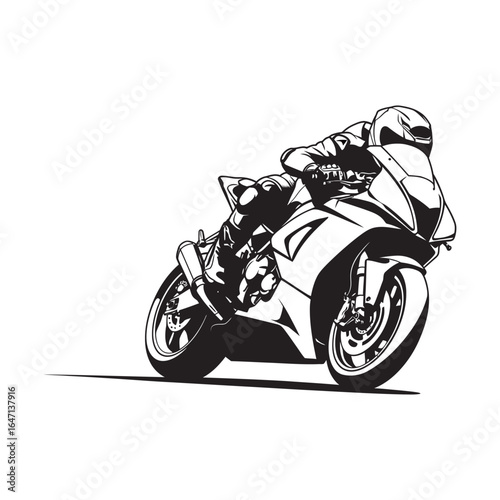 silhouette image of a moto gp motorbike with a transparent background