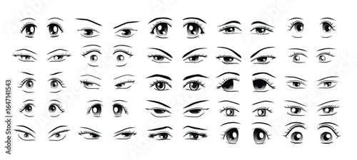 Human Eye Expressions Set vector