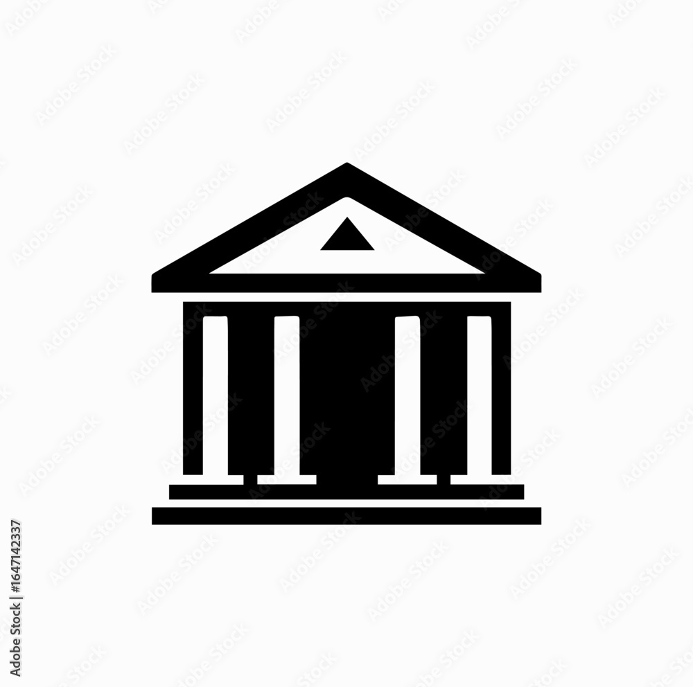 Bank Building Silhouette – Minimalist Financial Institution Icon Bank Building Silhouette – Minimalist Financial Institution Icon