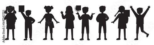 set of school kids boys and girls in uniform vector