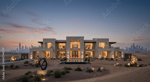 Desert-inspired mansion in scenic surroundings in Dubai showcasing modern elegance