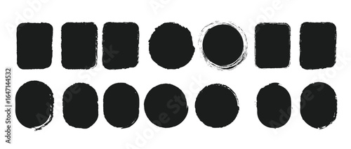 Set of grunge frames, stamps, squares, ovals, backgrounds, brushstrokes, decorative brushes, vector silhouettes, stickers, frames