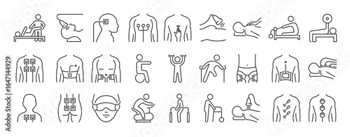 Set of linear icons of Physical Therapy vector