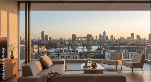 Modern london apartment with panoramic city views in UK showcasing modern elegance