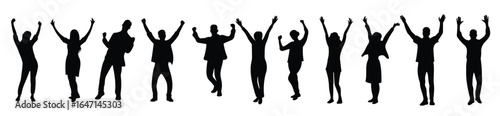 silhouette of a happy person raising hands