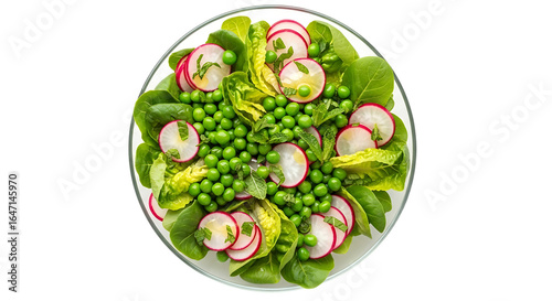 Fresh pea and radish salad isolated on transparent background