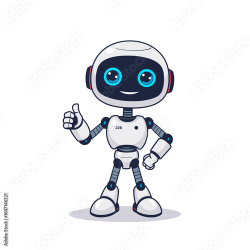 Cheerful cartoon robot giving a thumbs up gesture cute machine illustration ai technology innovation future robotics automation android artificial intelligence