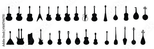 Set of Stringed Instruments and Guitars