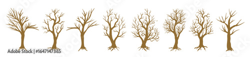 set of tree silhouettes vector illustration