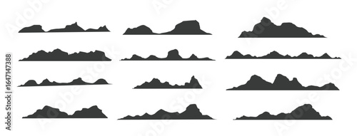 vector silhouette icon rocky mountain black color various
