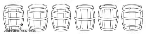 wine or beer barrel isolated set on white background
