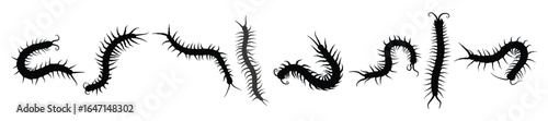 centipede silhouettes illustration set