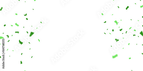 Beautiful green confetti pattern background with zigzag down for celebration. Festive decoration vector illustration.