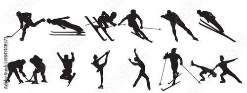 skiing skating silhouettes