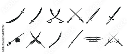 sword icon set simple style