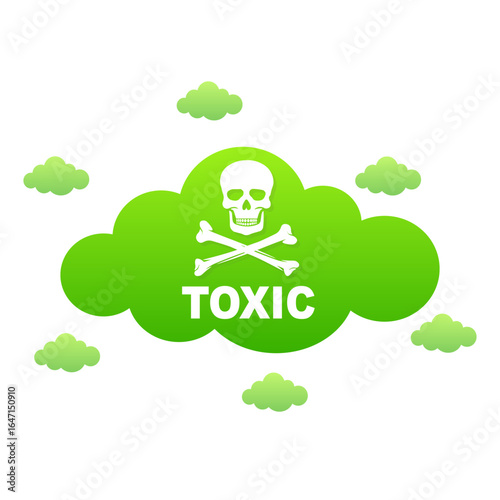 Toxic gas cloud with skull. Vector illustration