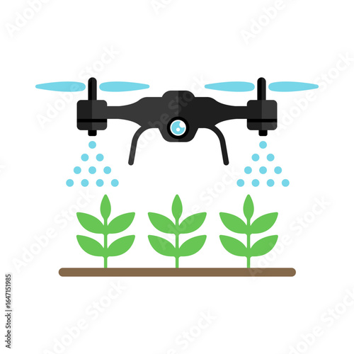 Drone,  quadcopter  vector  Icon illustration (agriculture automation)