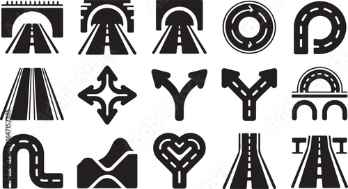 Silhouette Road Vector Illustration on a Simple Style
