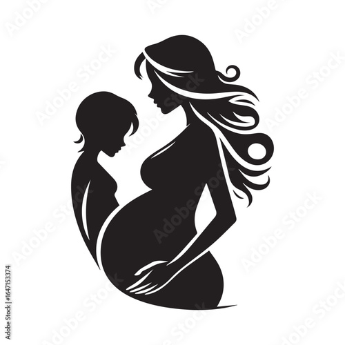 pregnant lady silhouette vector