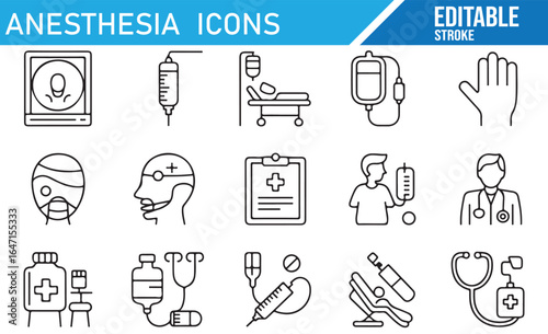 Icons depicting medical tools used for anesthesia and sedation