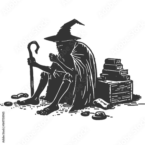 No Place in the New World Vintage Illustration Vector