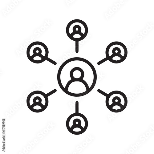Network line icon. People connection, community, and teamwork concept. Vector symbol for business organization, leadership, and social networking.
