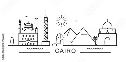 Cairo city line view poster p...