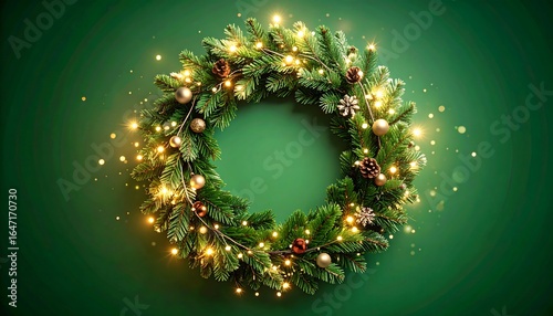 Christmas wreath on a green background (1)