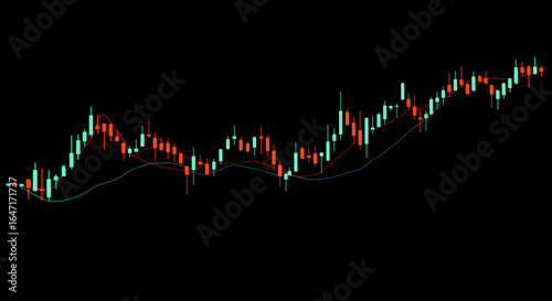 Trading Chart Candlesticks in Red and Green on Transparent Background