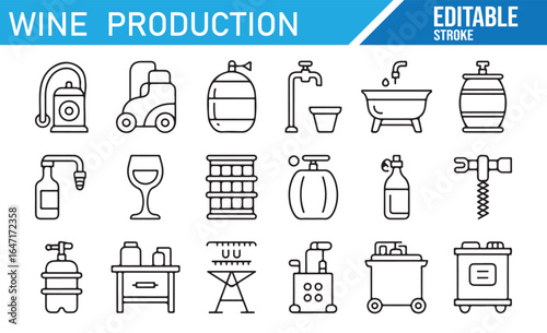 Wine making Essentials: Wine Press, Barrels, and Bottles in Action
