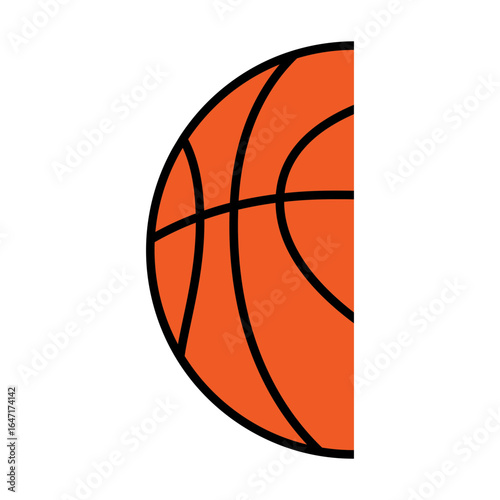 Basketball ball half monogram svg cut file. Isolated vector illustration.