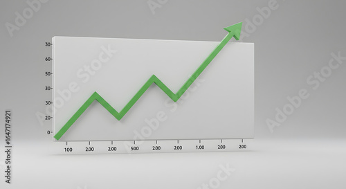 Green Arrow Ascending on White Graph, Growing Business and Financial Success Concept