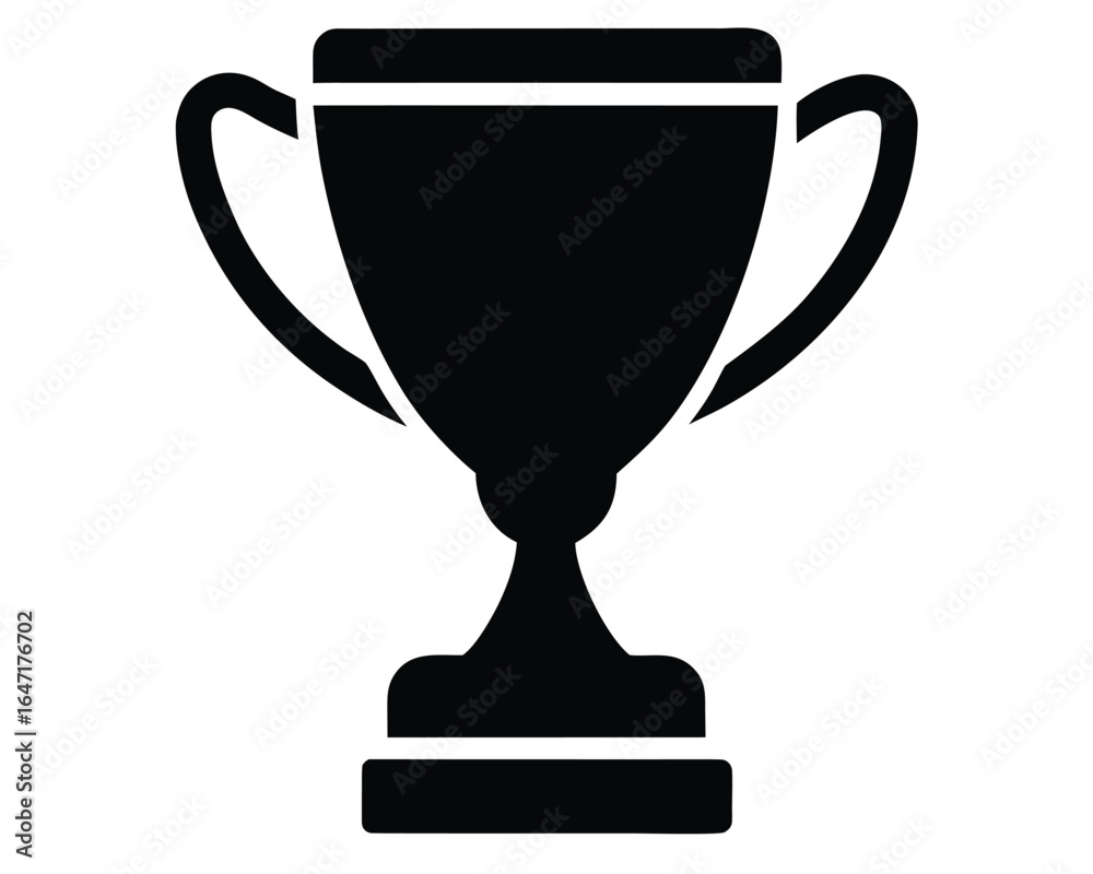 Achievement Icon Black-Filled Trophy Against White Backdrop in Minimal Style Achievement Icon Black-Filled Trophy Against White Backdrop in Minimal Style