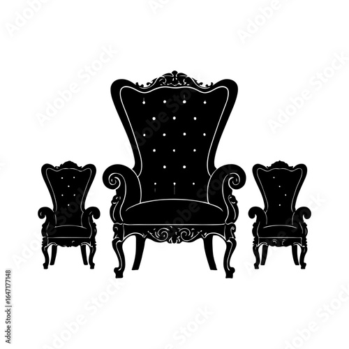 The Seat of Power chairs silhouette icon vector flat illustration on white background.