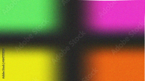 Vibrant abstract background with four distinct color blocks of bright green neon pink sunny yellow and warm orange creating a dynamic and energetic visual