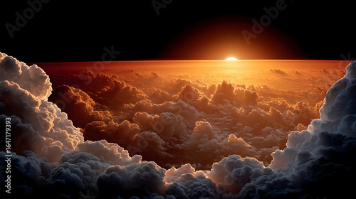 Stunning sunrise illuminating vast ocean of clouds with golden light and dramatic sky