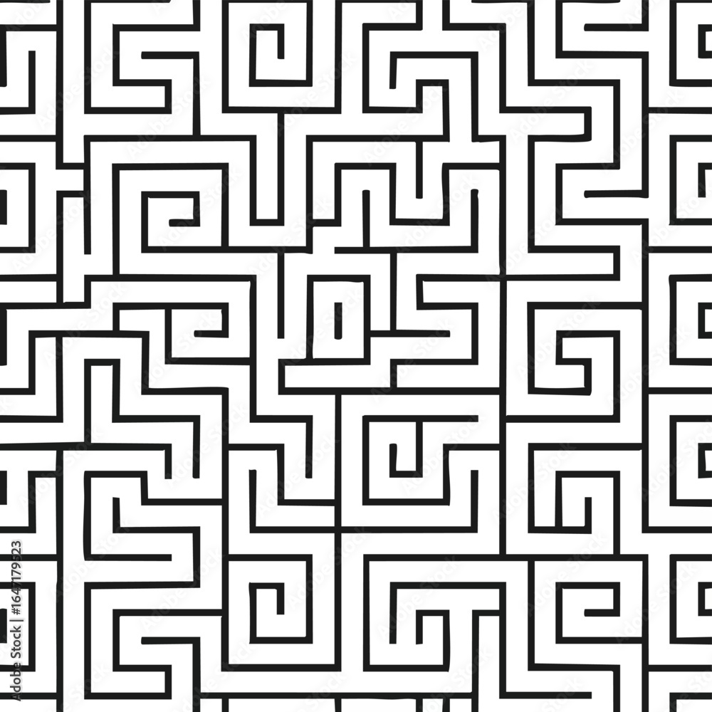 A captivating seamless black and white geometric maze pattern forms an intricate labyrinthine design, offering a visually engaging backdrop for complex ideas. A captivating seamless black and white geometric maze pattern forms an intricate labyrinthine design, offering a visually engaging backdrop for complex ideas.