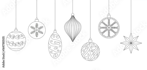 Elegant hand drawn christmas ornaments collection