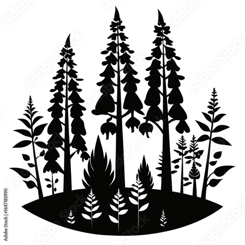 Foxglove Grove vector clean black silhouette design white background