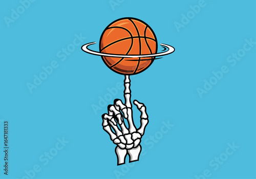 Skeleton Hand Spinning Basketball Illustration