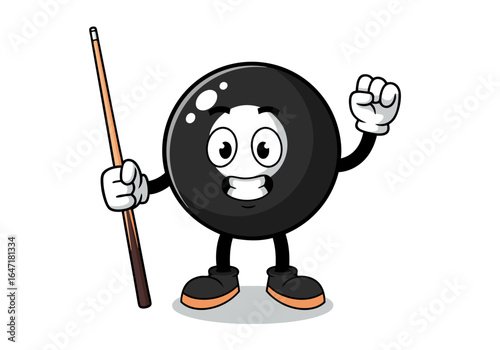 8 Ball Billiards Mascot Cartoon Character Illustration