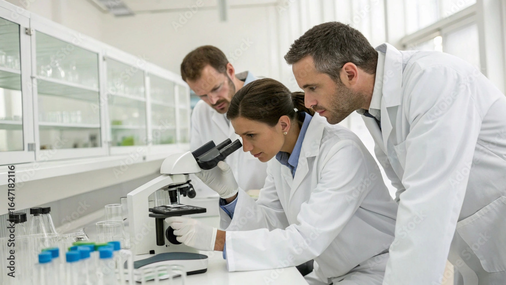 Obraz premium Group of scientists working in the laboratory. Scientific research and development concept.