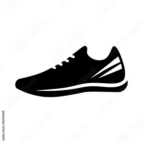Silhouette of a running sneaker shoe representing motion and agility vector with white background