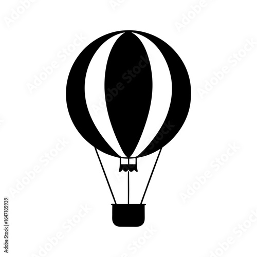 Silhouette of a hot air balloon floating with ropes travel adventure vector