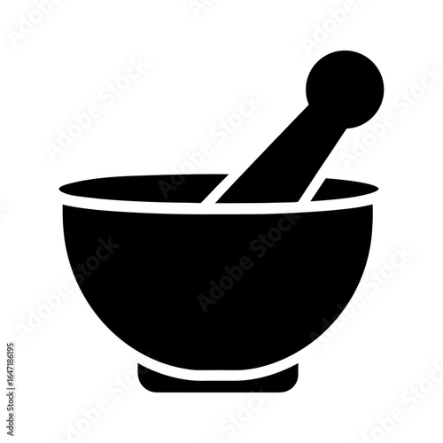 Minimalist wooden pestle silhouette traditional grinding tool vector art