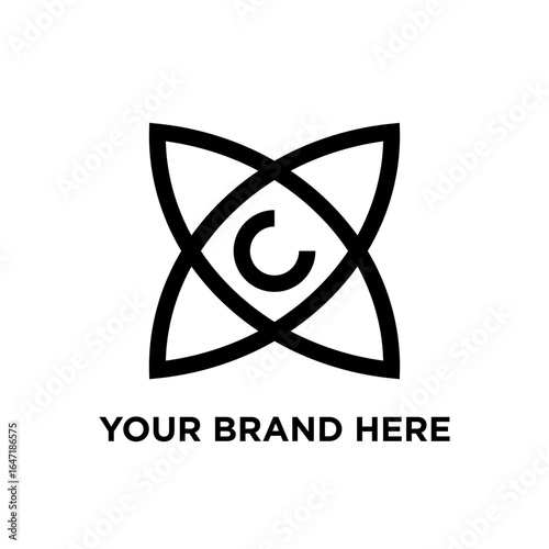 shuriken shape simple bold line minimal logo