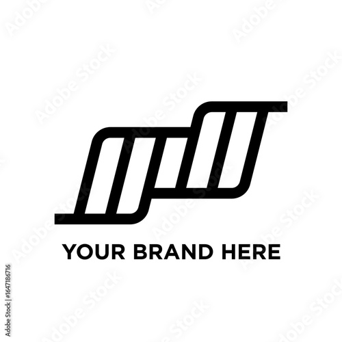 Letter MW simple bold line minimal logo
